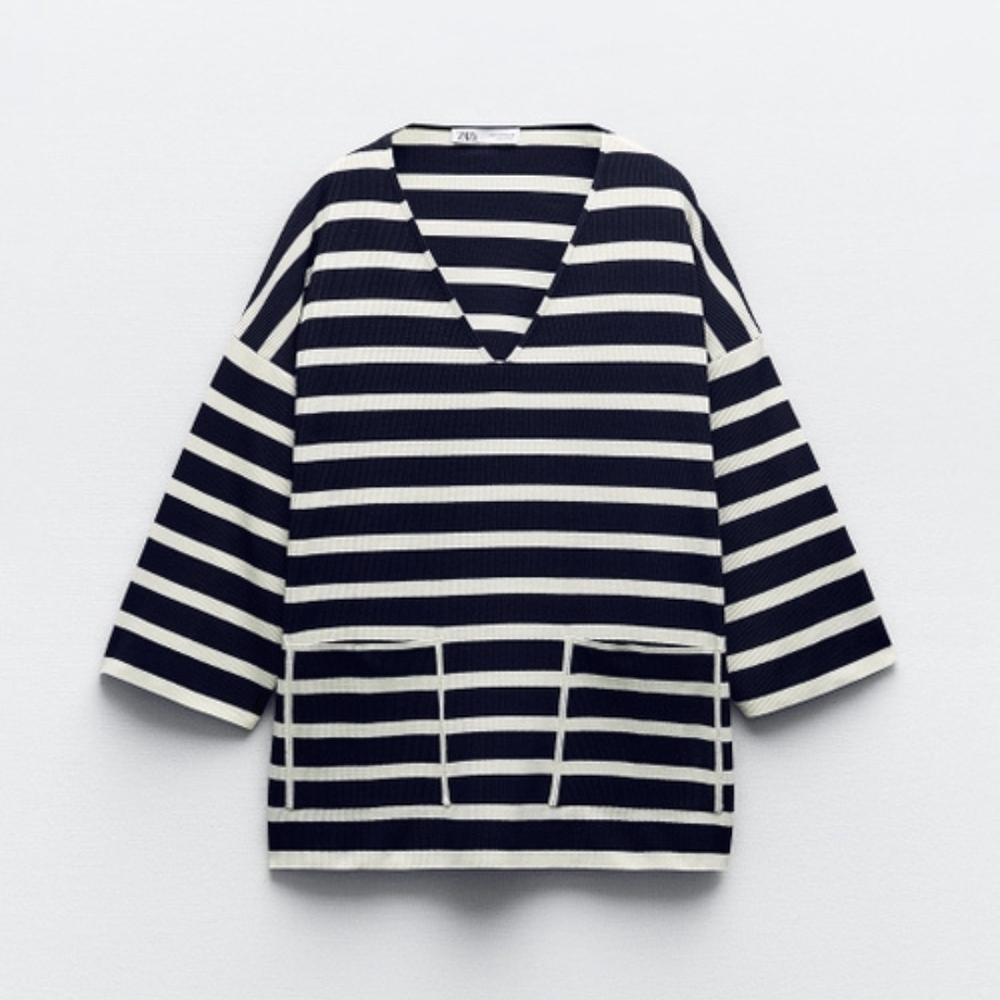 Zara Blue and White Striped Tunic